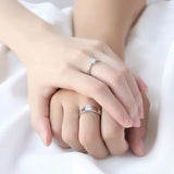 Trendy Diamond Cut Stone 925 Sterling Silver Couple Rings Adjustable