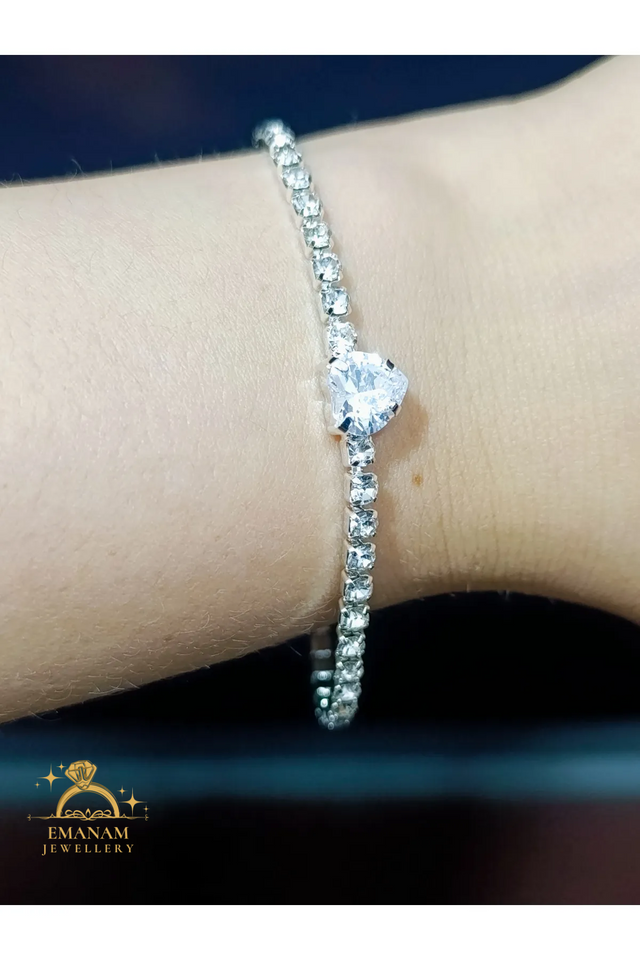 Imported Zirconia Bracelet - Hallmark Silver White Brilliant Cut (Include luxury bracelet box)