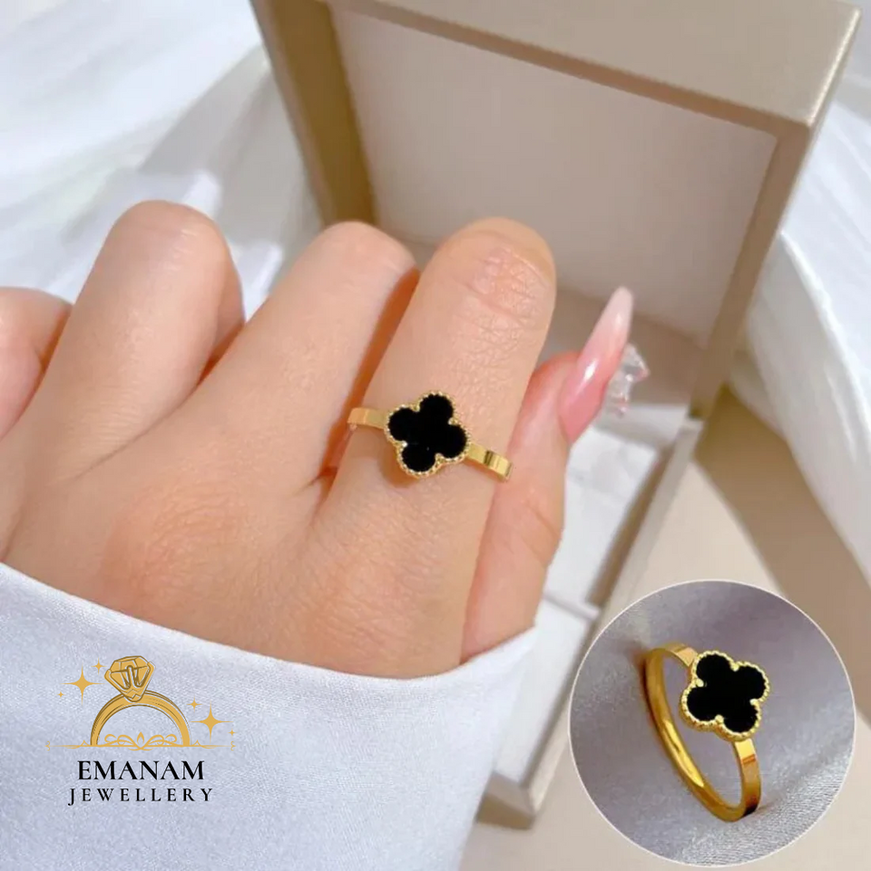 Adjustable Luxury Unique Design Gold Plated Real Stone Ring For Girls/Women