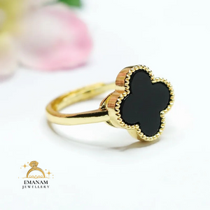 Adjustable Luxury Unique Design Gold Plated Real Stone Ring For Girls/Women