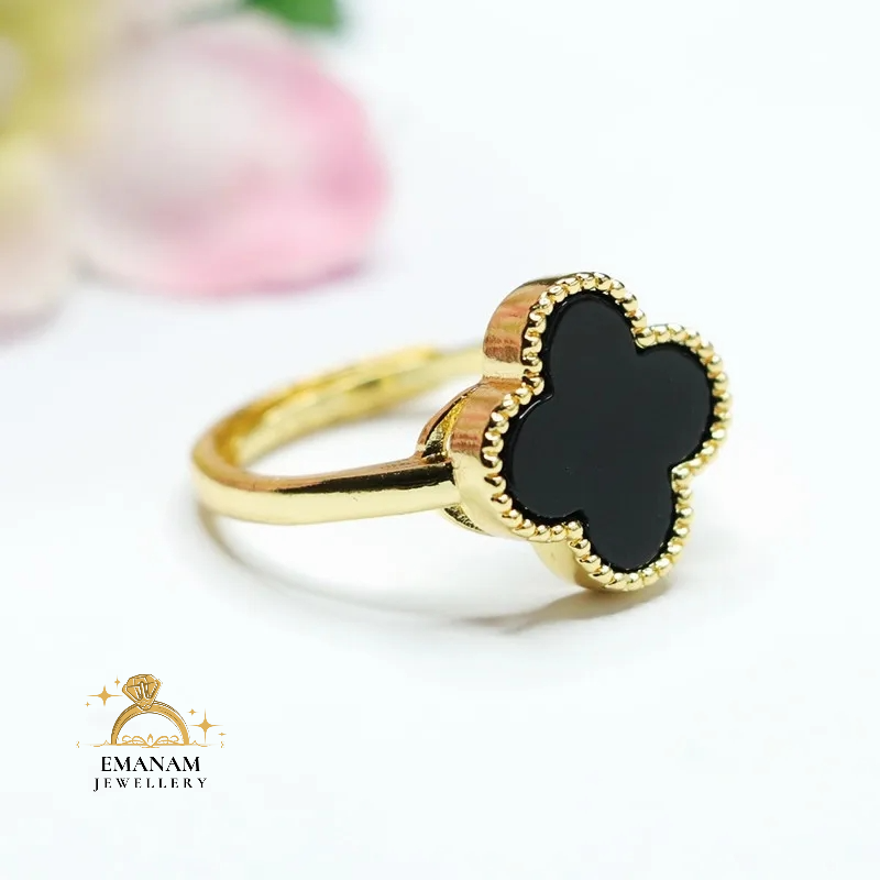 Adjustable Luxury Unique Design Gold Plated Real Stone Ring For Girls/Women