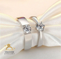 Trendy Diamond Cut Stone 925 Sterling Silver Couple Rings Adjustable