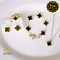 Stainless Steel Black Clover - Set of 4 Include ( Bracelet, Pendant, Adjustable Ring & Earrings )