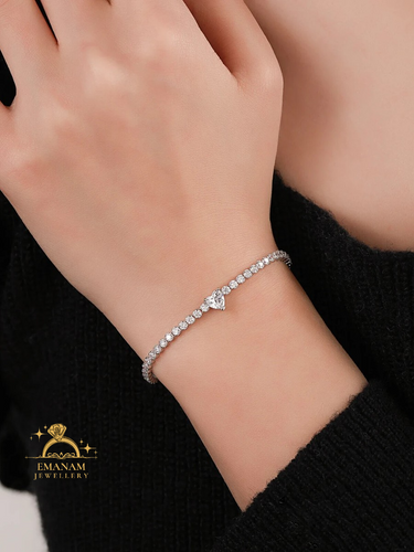 Imported Zirconia Bracelet - Hallmark Silver White Brilliant Cut (Include luxury bracelet box)